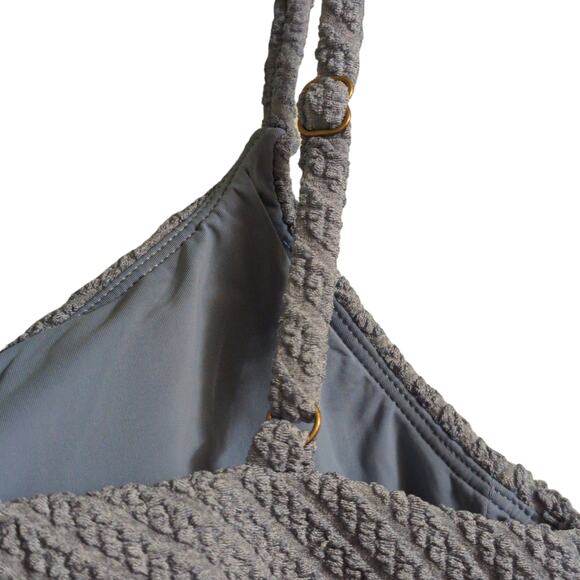 Andie Symi Top Bikini Macrame Slate Blue Adjustable V-neck Ruched S New - Picture 4 of 10